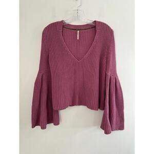 Free People Sweater Women's Pink Knit Pullover Bell Sleeves X-Small Oversized